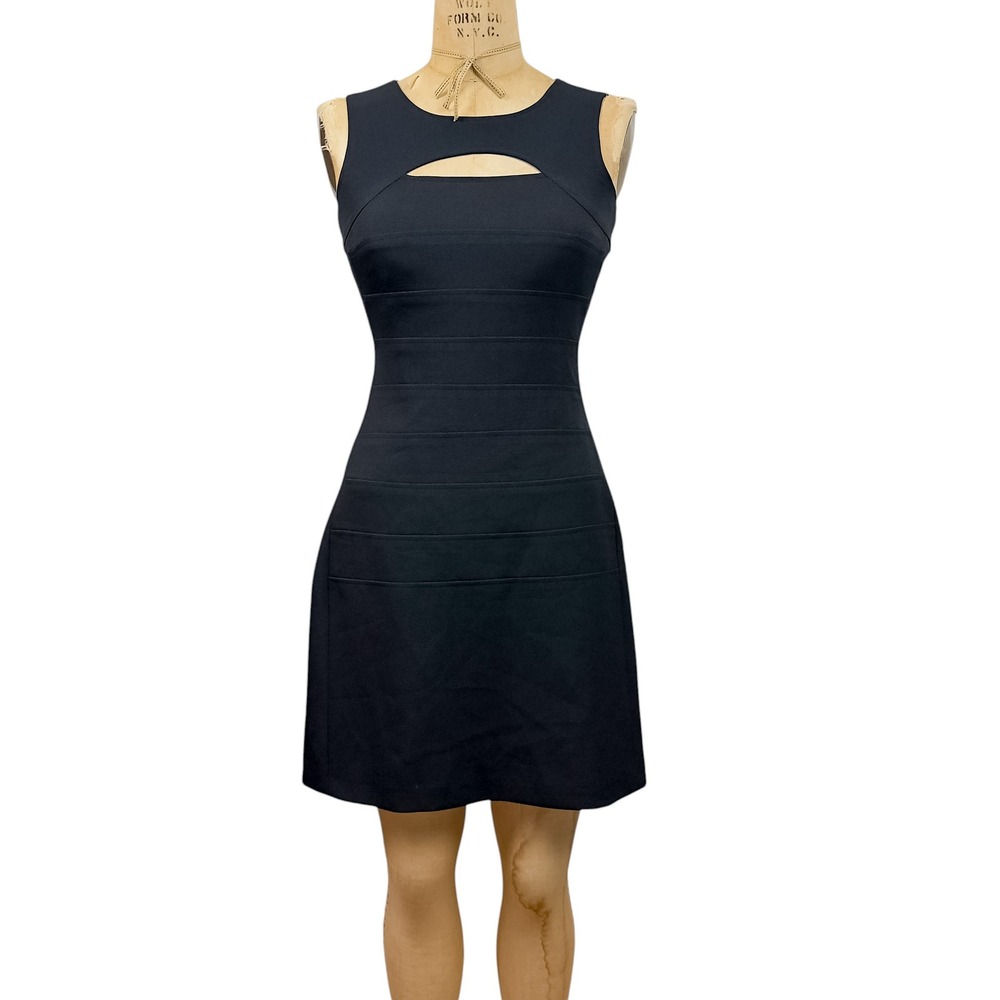 Harve Benard Black Bandage Dreass Bodycon Minimalist Fitted Cocktail Evening 4 S
